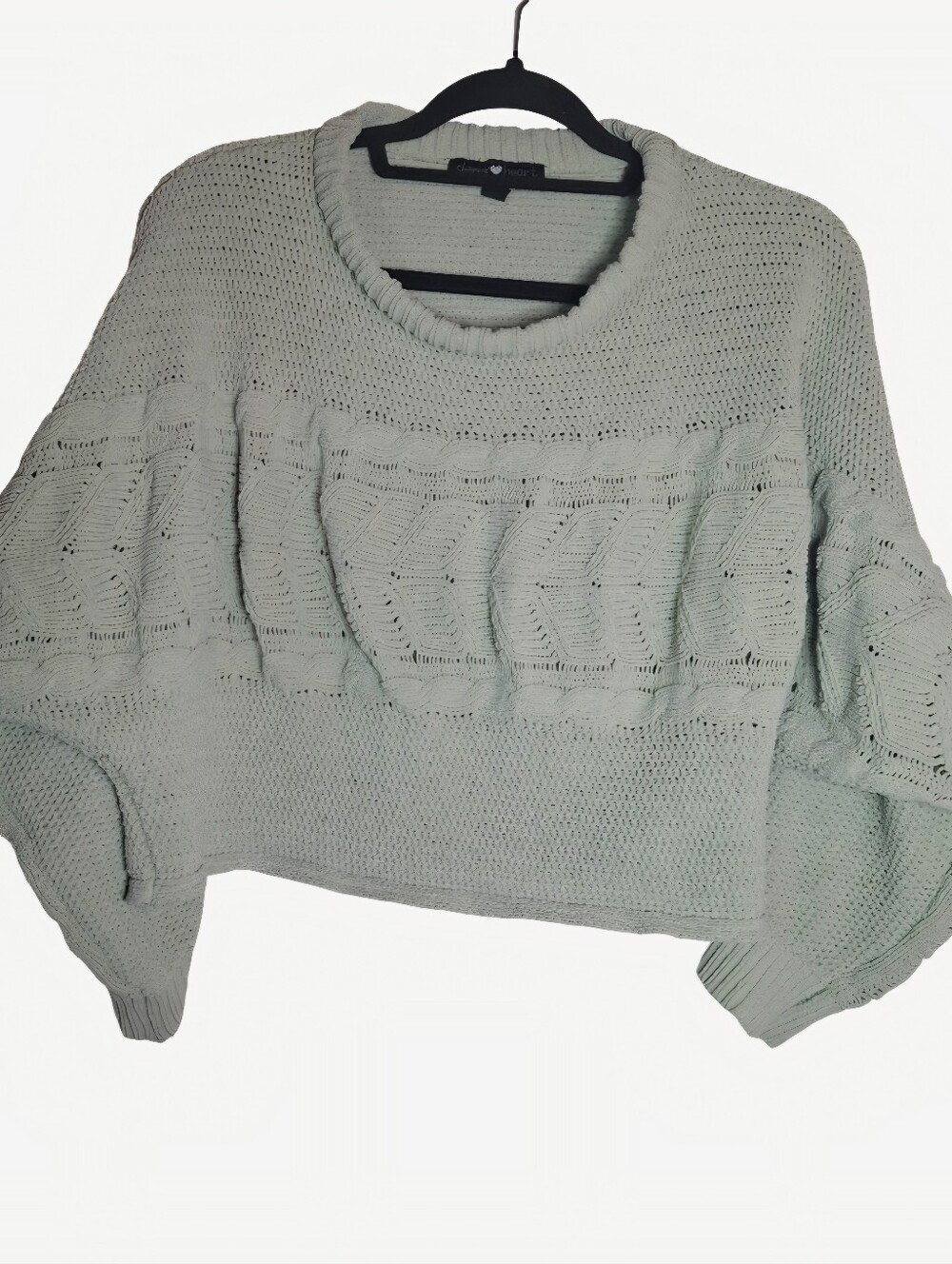 Derek Heart Women's Juniors Mint Green Thick Cable Knit Sweater Size XL